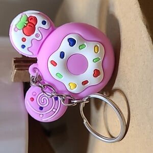Mickey Mouse Donut Keychain Pink Candy Lollipop Cherry‎ Keyring Bag Charm